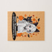 Anime vrouw met zwarte kat. legpuzzel (Horizontaal)