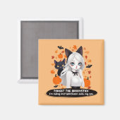 Anime vrouw met zwarte kat. magneet (Voorkant / Achterkant)