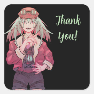 Anime, VTuber, thank You Vierkante Sticker