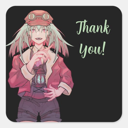 Anime, VTuber, thank You Vierkante Sticker (Voorkant)
