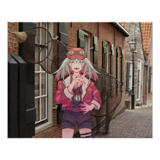 anime, VTuber, V Tuber Dutch town Perfect Poster