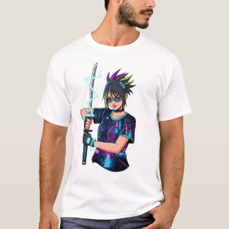 Anime Warrior Girl beroemd gemaakt door Cyberpunk  T-shirt