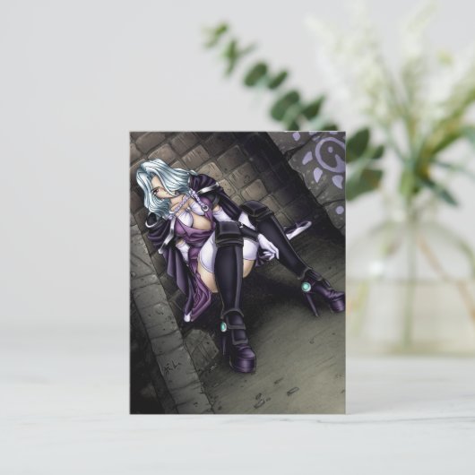 Anime Warrior Girl Briefkaart (Staand voorkant)