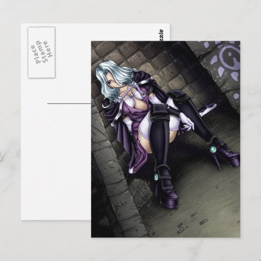 Anime Warrior Girl Briefkaart (Voorkant / Achterkant)