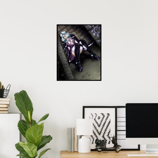 Anime Warrior Girl Poster (Thuiskantoor)