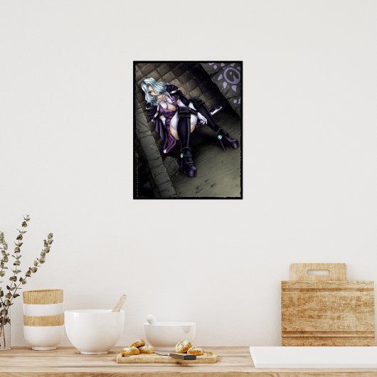 Anime Warrior Girl Poster (Keuken)