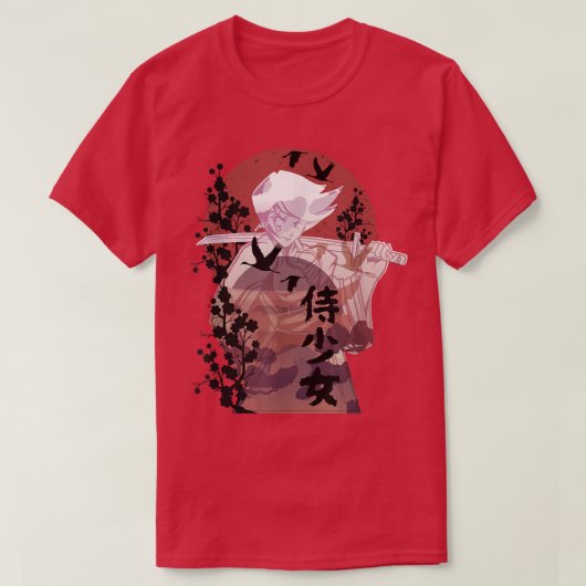 Anime Warrior Samurai Girl T-shirt (Design voorkant)