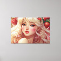 Anime Waterverf uitgerekt canvas afdrukken