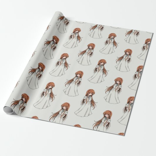 Anime Web Girl Manga Pattern Design Cadeaupapier (Uitgerold)