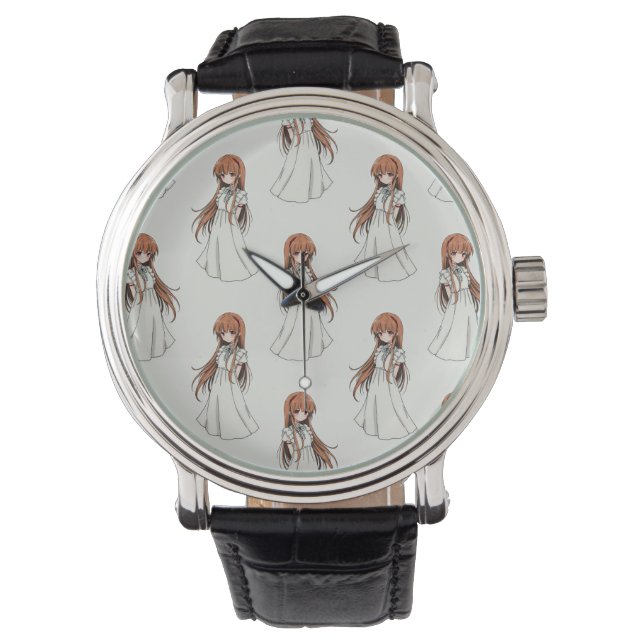 Anime Web Girl Manga Pattern Design Horloge (Voorkant)