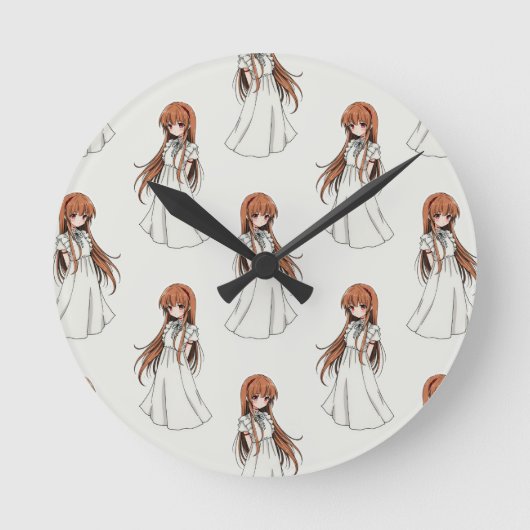 Anime Web Girl Manga Pattern Design Ronde Klok (Voorkant)