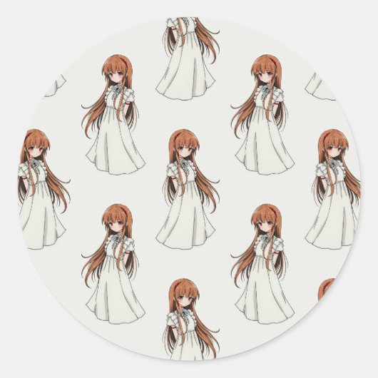 Anime Web Girl Manga Pattern Design Ronde Sticker (Voorkant)