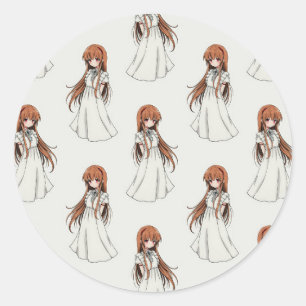 Anime Web Girl Manga Pattern Design Ronde Sticker