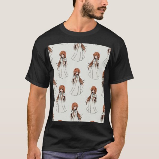 Anime Web Girl Manga Pattern Design T-shirt (Voorkant)