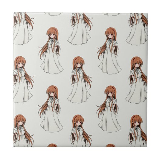 Anime Web Girl Manga Pattern Design Tegeltje (Voorkant)