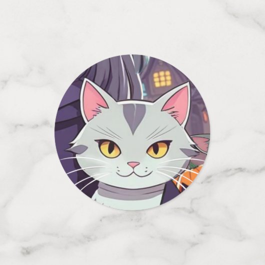 Anime Witch & Cat Confetti (Kleine voorkant)