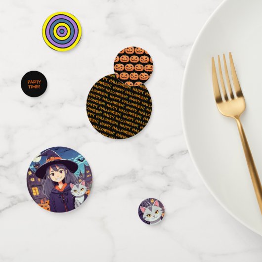 Anime Witch & Cat Confetti (Groep)