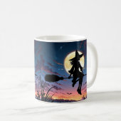 Anime Witch op Broom Mok - Spooky Halloween (Voorkant rechts)