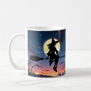 Anime Witch op Broom Mok - Spooky Halloween