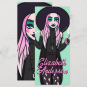 Anime Witch Zwart Roze Tiener Meisje Cartoon Bladw (Voorkant / Achterkant)