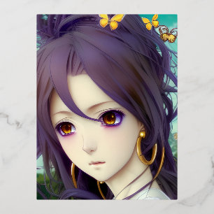 Anime witte shirt grafisch met oorhangers en B Folie Feestdagen Briefkaart