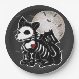 Anime Wolf Emo Goth Rand Skelet Halloween Hond Sq Papieren Bordje