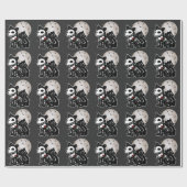Anime Wolf Emo Goth Rand Skeleton Halloween Hond Cadeaupapier (Vlak)
