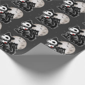 Anime Wolf Emo Goth Rand Skeleton Halloween Hond Cadeaupapier (Hoek)