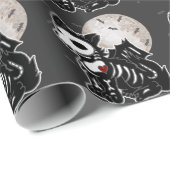 Anime Wolf Emo Goth Rand Skeleton Halloween Hond Cadeaupapier (Rol Hoek)