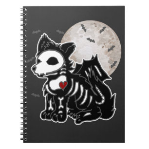 Anime Wolf Emo Goth Rand Skeleton Halloween Hond Notitieboek