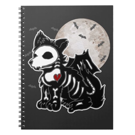 Anime Wolf Emo Goth Rand Skeleton Halloween Hond Notitieboek (Voorkant)