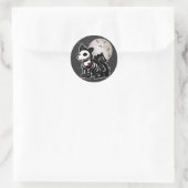 Anime Wolf Emo Goth Rand Skeleton Halloween Hond Ronde Sticker (Tas)