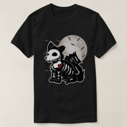 Anime Wolf Emo Goth Rand Skeleton Halloween Hond T-shirt (Design voorkant)