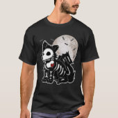 Anime Wolf Emo Goth Rand Skeleton Halloween Hond T-shirt (Voorkant)