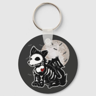 Anime Wolf Emo Goth Randje Skelet Halloween Hond M Sleutelhanger