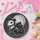 Anime Wolf Emo Gothic Edgy Skeleton Halloween Dog Papieren Bordje (Feest)