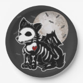Anime Wolf Emo Gothic Edgy Skeleton Halloween Dog  Papieren Bordje (Voorkant)