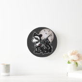Anime Wolf Emo Gothic Edgy Skeleton Halloween Dog  Ronde Klok (Huis)