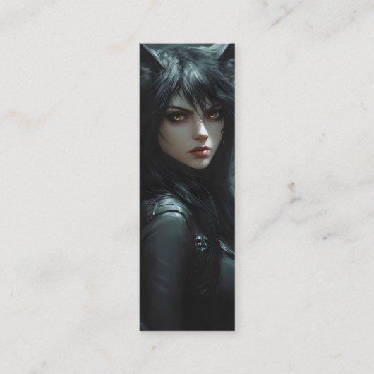 Anime Wolf Girl Mini Visitekaartje (Voorkant)