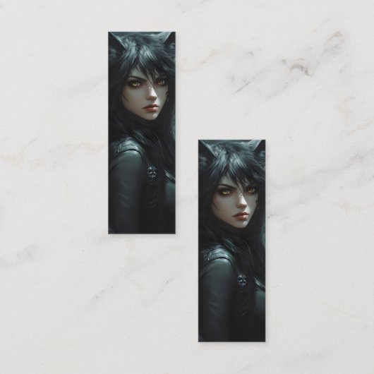 Anime Wolf Girl Mini Visitekaartje (Voorkant / Achterkant)