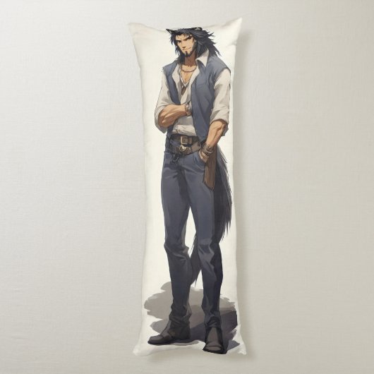 Anime Wolf Zaddy Lichaamskussen (Achterkant (Verticaal))