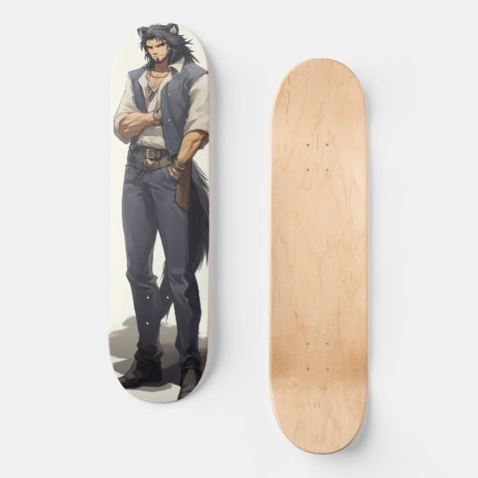 Anime Wolf Zaddy Persoonlijk Skateboard (Voorkant)