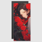 Anime Woman en rode bloemen (Voorkant / Achterkant)