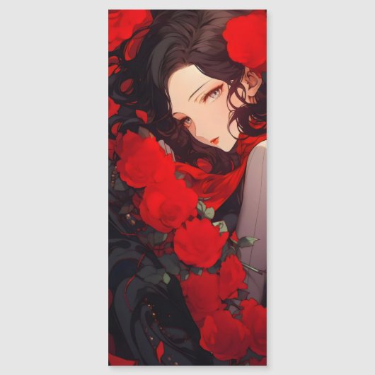 Anime Woman en rode bloemen (Voorkant)