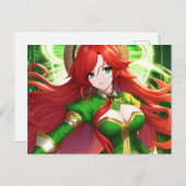Anime Woman in Green Briefkaart (Voorkant / Achterkant)