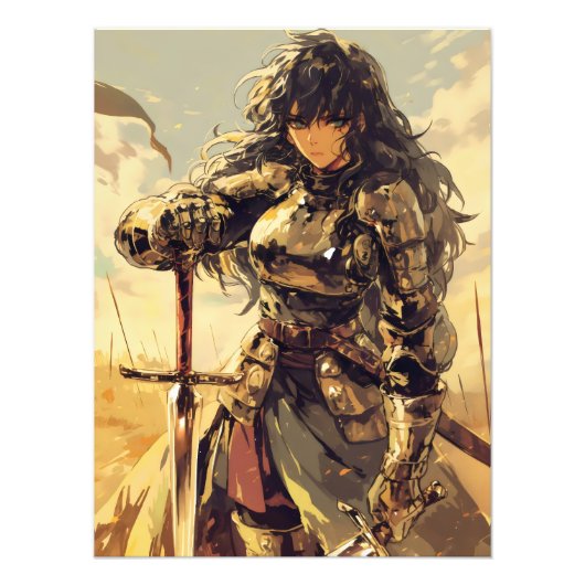 Anime Woman Knight Fantasy Foto Afdruk (Voorkant)