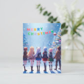 Anime Wonderland Wishes: Vrolijk kerstfeest Briefk Briefkaart (Staand voorkant)