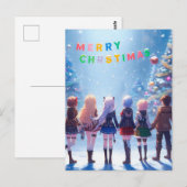 Anime Wonderland Wishes: Vrolijk kerstfeest Briefk Briefkaart (Voorkant / Achterkant)