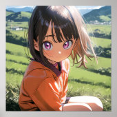 Anime Youngster in de Natuur Poster (Voorkant)
