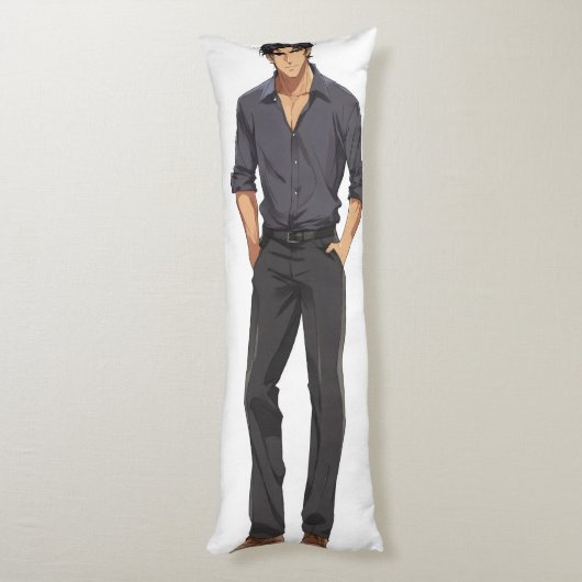 Anime Zaddy Handsome Man Lichaamskussen (Achterkant (Verticaal))